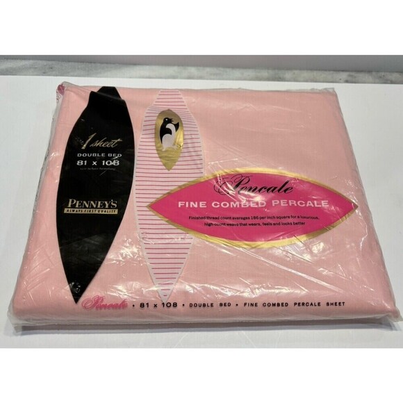 Penneys Other - Vintage Penneys Fine Combed Percale Double Bed Flat Sheet 81x 108 All Cotton
